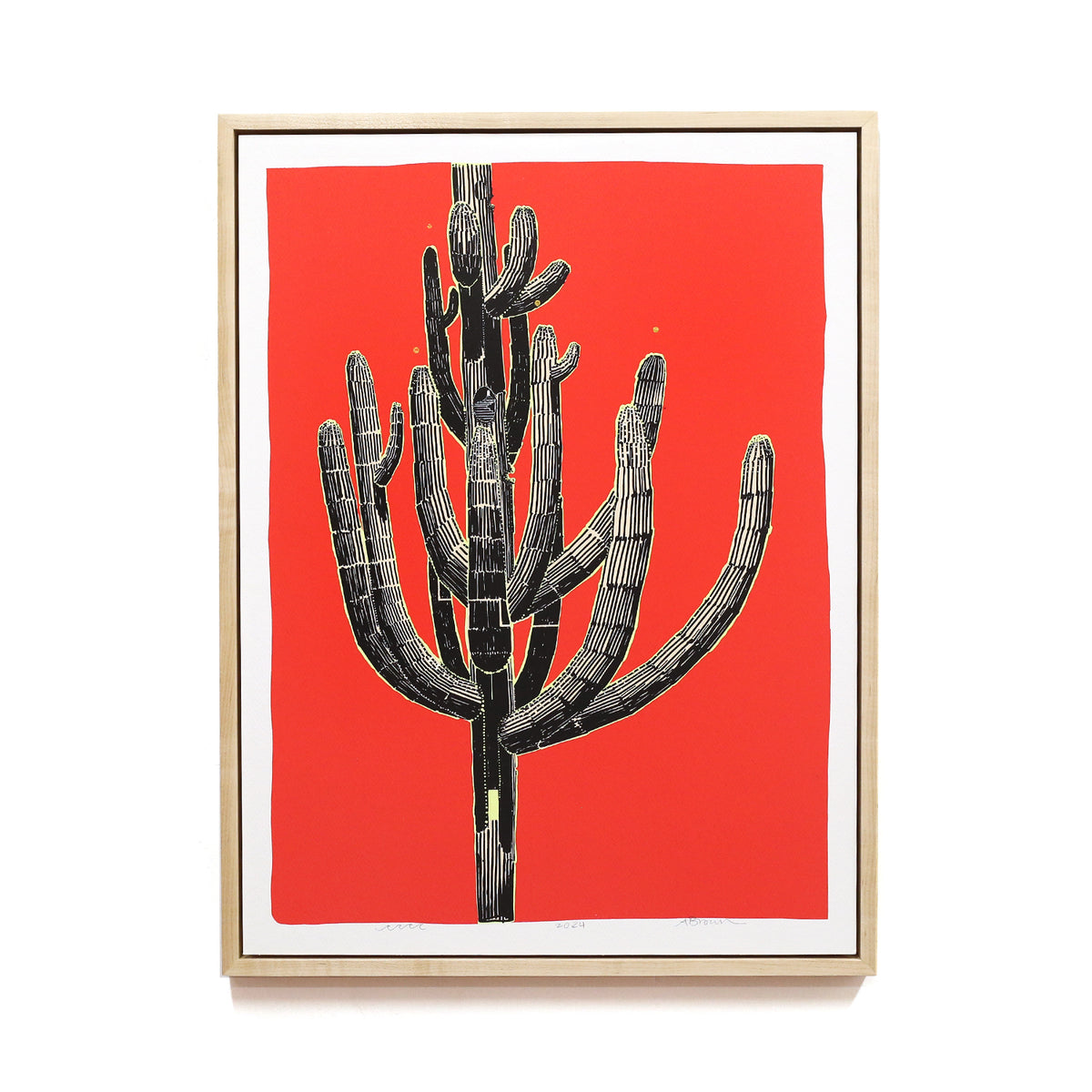 Framed Saguaro Sketch by Andy Brow